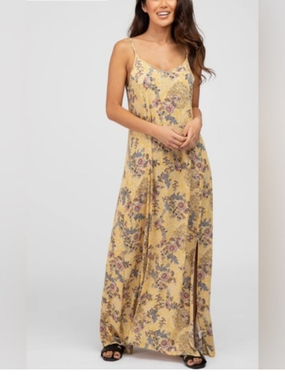 Easel Yellow Floral Maxi Dress S